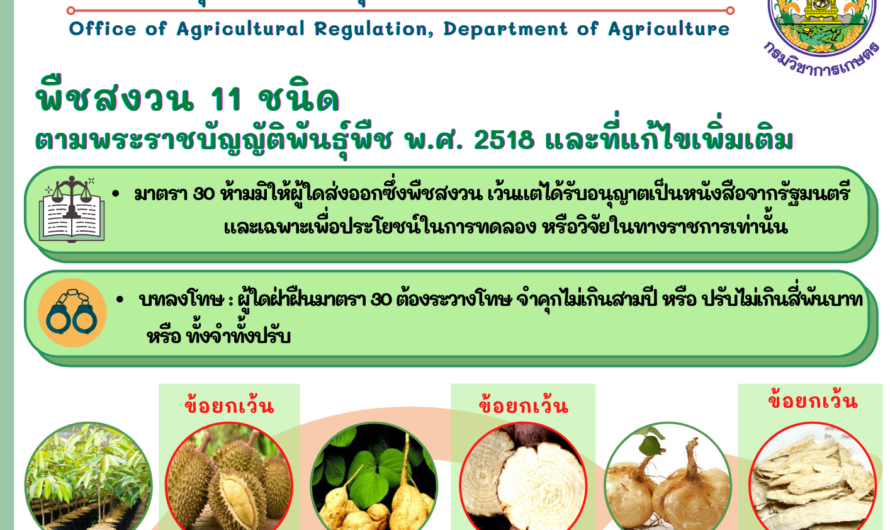 พืชสงวน 11 ชนิด ตามพระราชบัญญัติพันธุ์พืช พ.ศ. 2518 และที่แก้ไขเพิ่มเติม