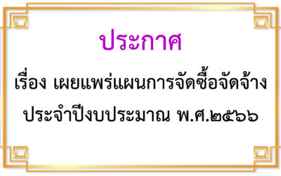 ประกาศ เรื่อง เผยแพร่แผนการจัดซื้อจัดจ้าง ประจำปีงบประมาณ 2566