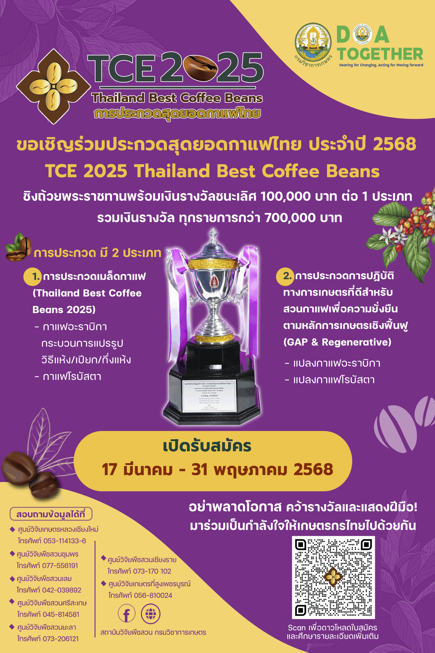 ขอเชิญร่วมประกวดสุดยอดกาแฟไทย TCE 2025 Thailand Best Coffee Beans