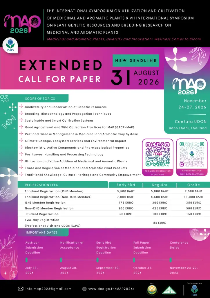 ขยายระยะเวลาการเปิดรับบทคัดย่อ (Call for Papers)การประชุมวิชาการนานาชาติ MAP2026
