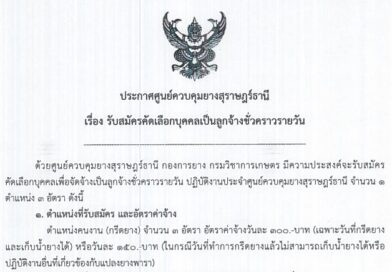 ประกาศรับสมัครคัดเลือกบุคคลเป็นลูกจ้างชั่วคราวรายวัน